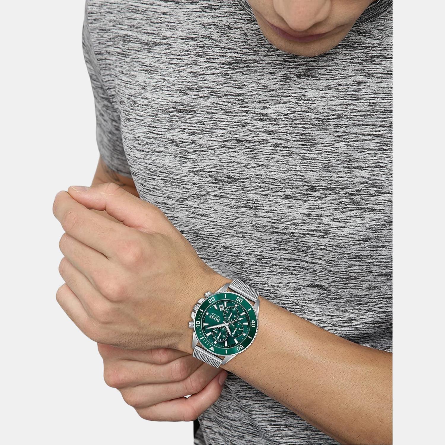 Admiral Men Quartz Green Dial Chronograph Stainless Steel Watch 1513905 - Image 4