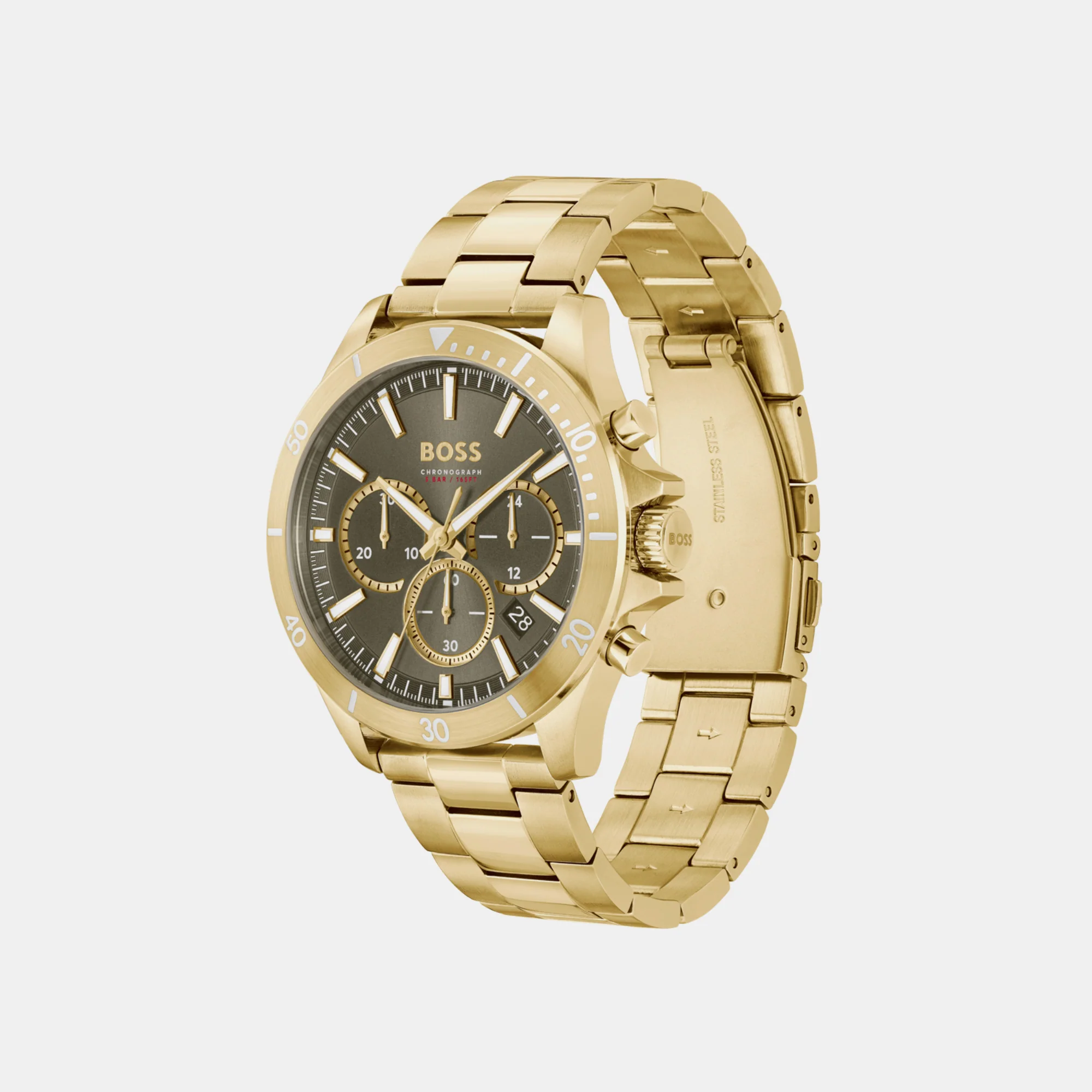 Troper Men Quartz Green Dial Chronograph Stainless Steel Watch 1514059 - Image 3