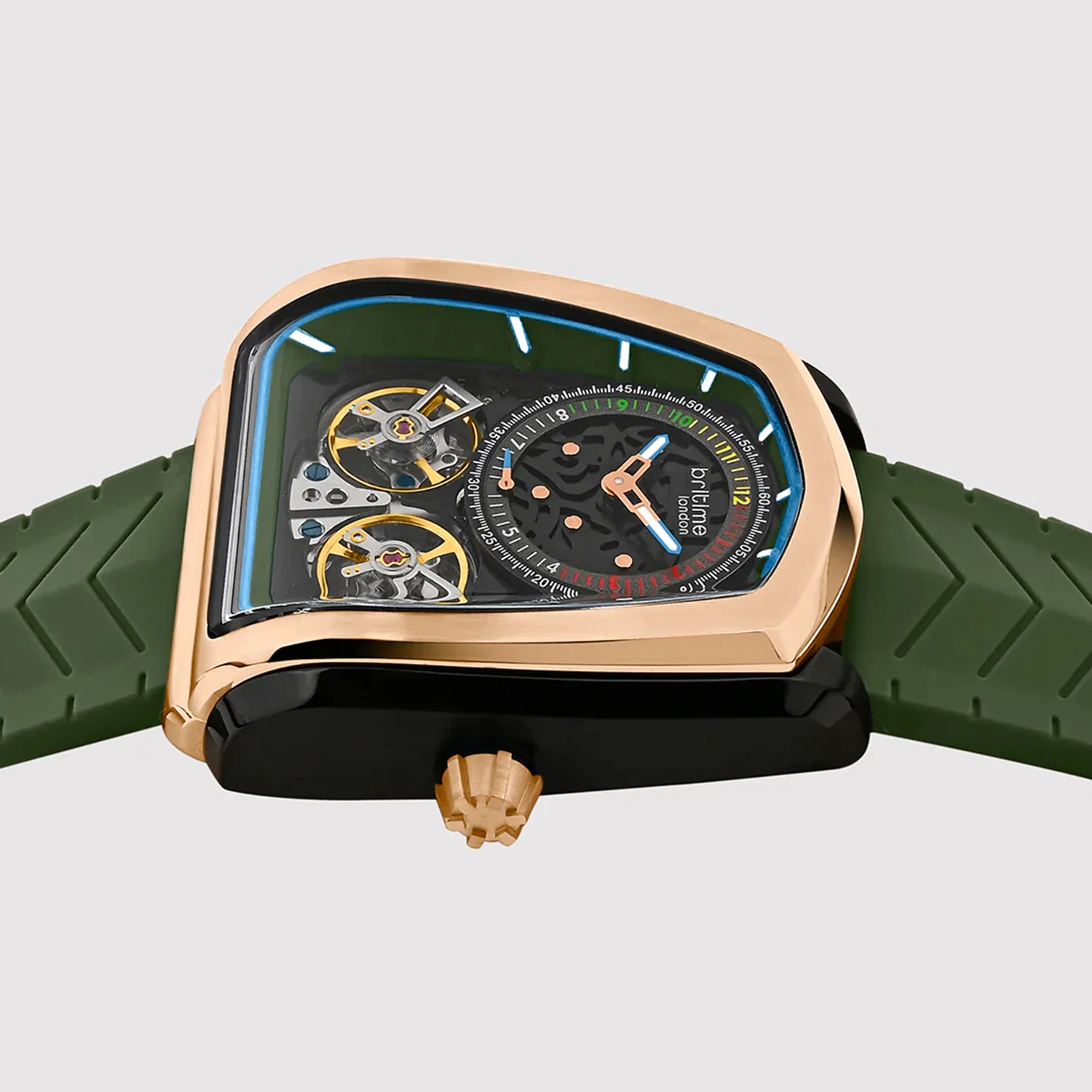 Aventus Men Automatic Green Dial Analog Silicone Watch 101-P31412 - Image 5