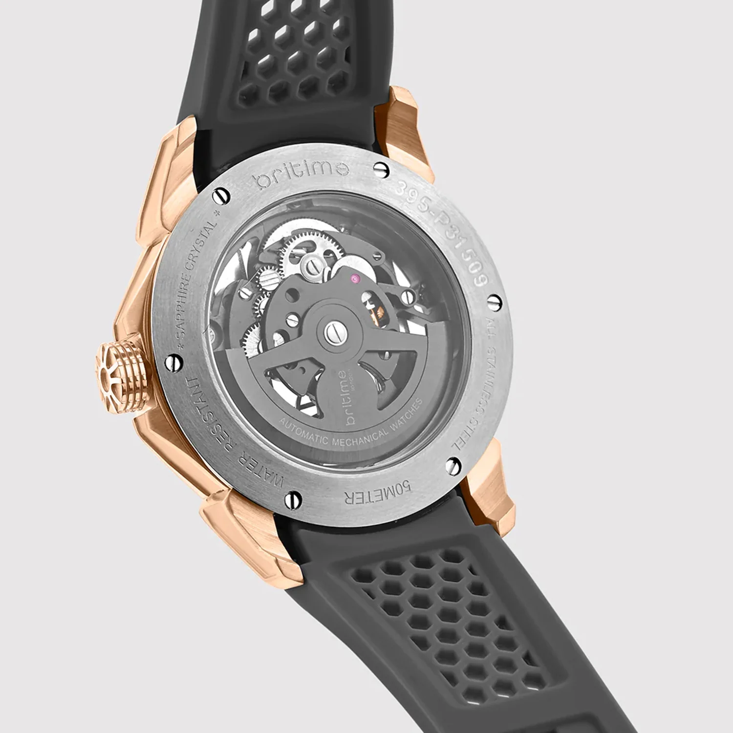 Quantum Men Automatic Grey Dial Analog Silicone Watch 395-P31509 - Image 5