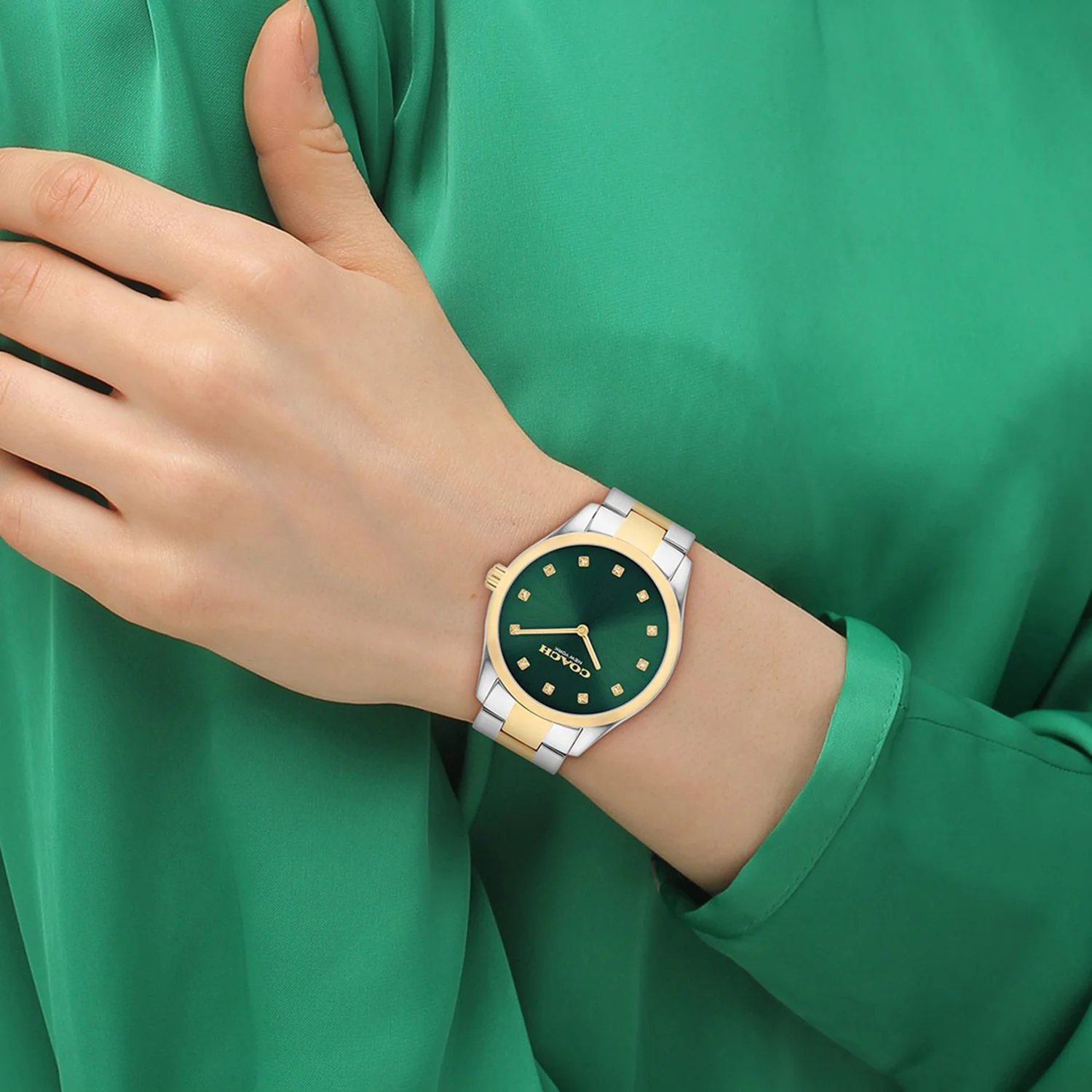 Brooks Women Quartz Green Dial Analog Stainless Steel Watch 14504642 - Image 4