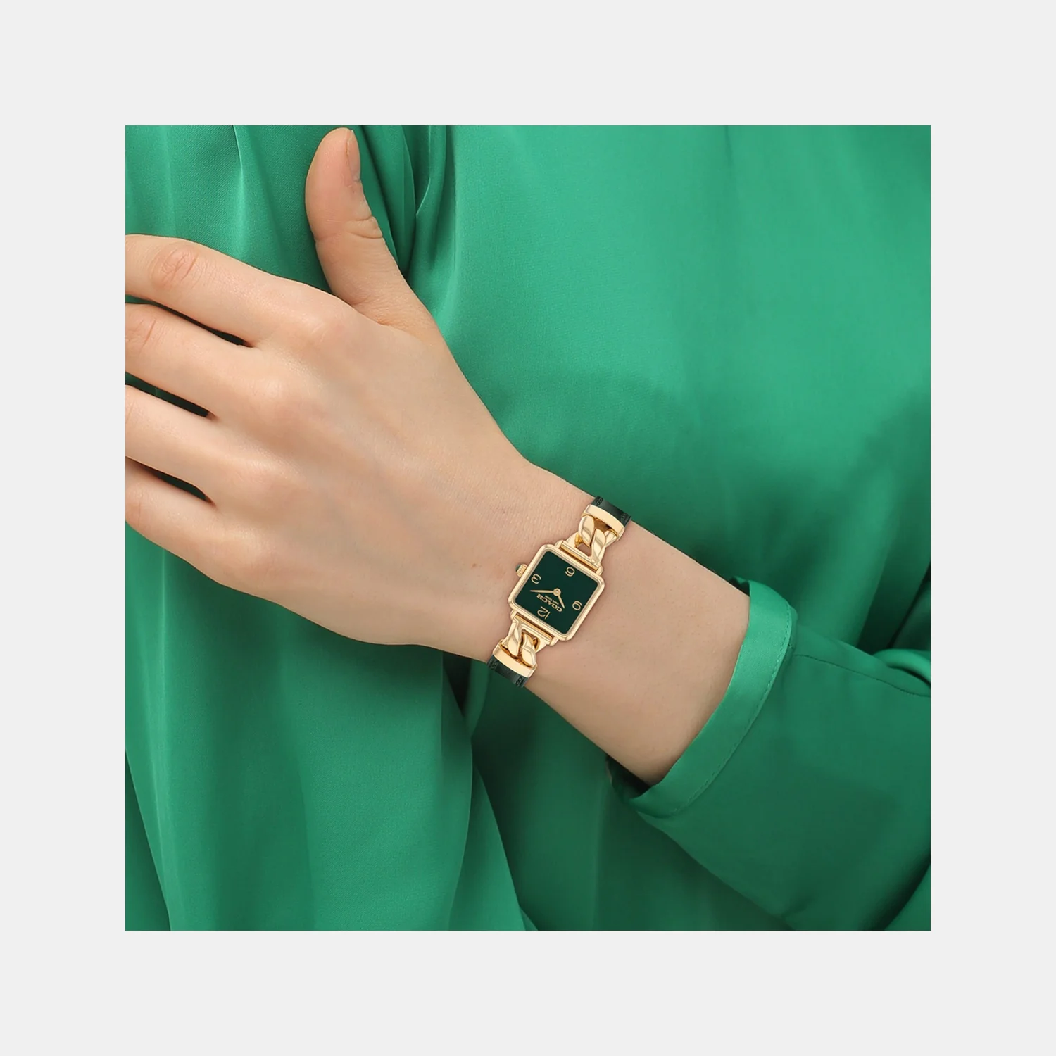 Cass Women Quartz Dark Green Dial Analog Calfskin Watch 14504557 - Image 4