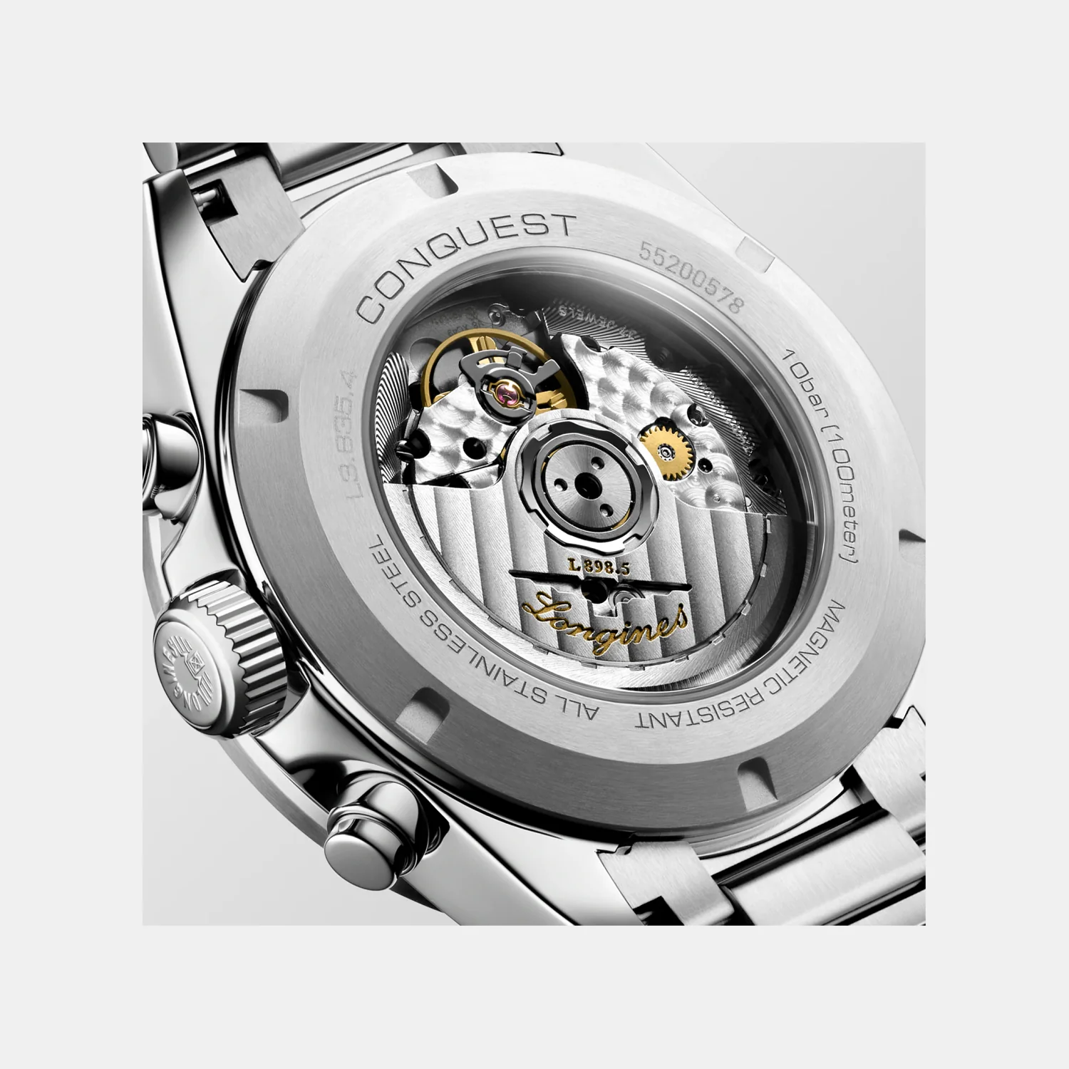 Conquest Men Automatic Silver Dial Chronograph Stainless Steel Watch L38354726 - Image 3