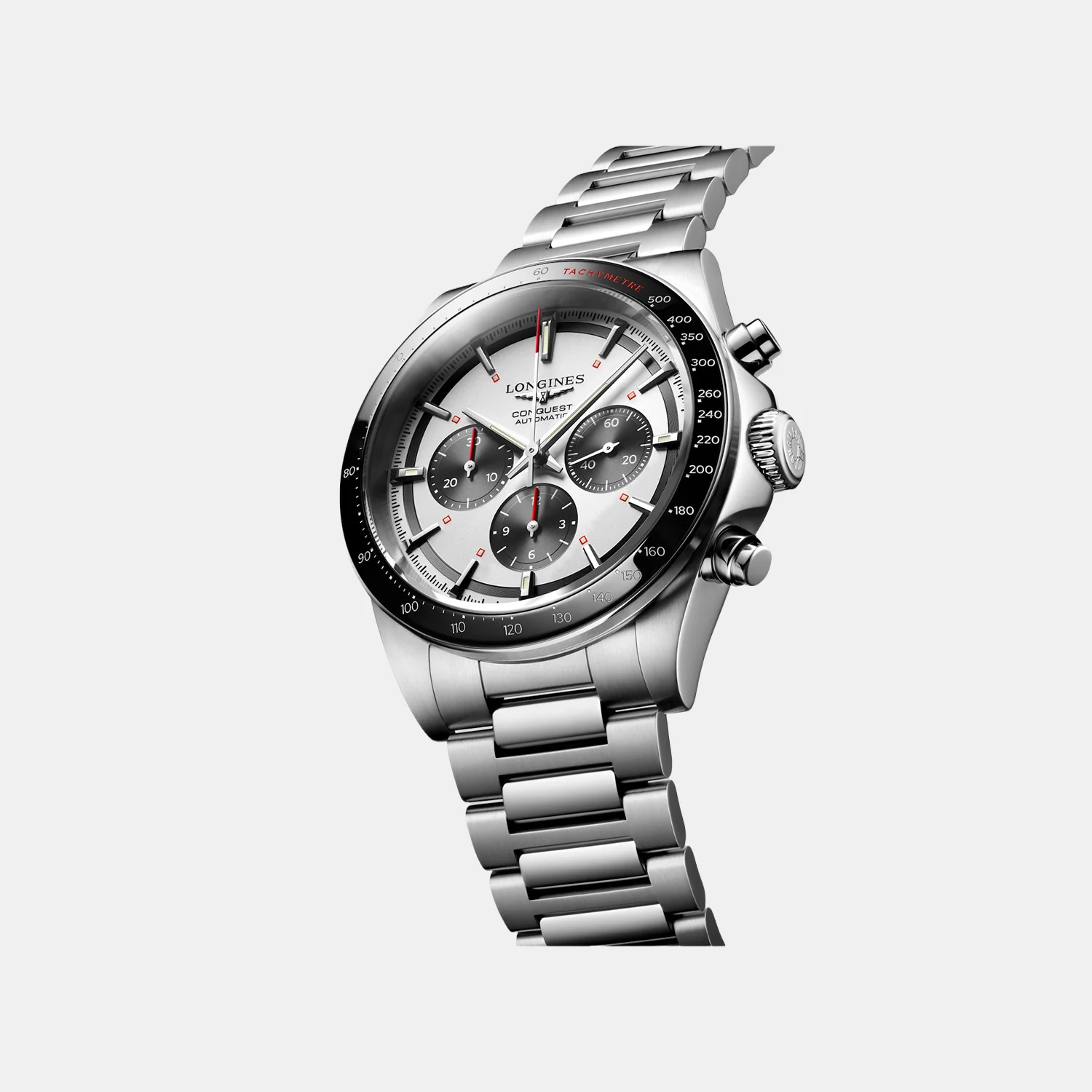 Conquest Men Automatic Silver Dial Chronograph Stainless Steel Watch L38354726 - Image 4