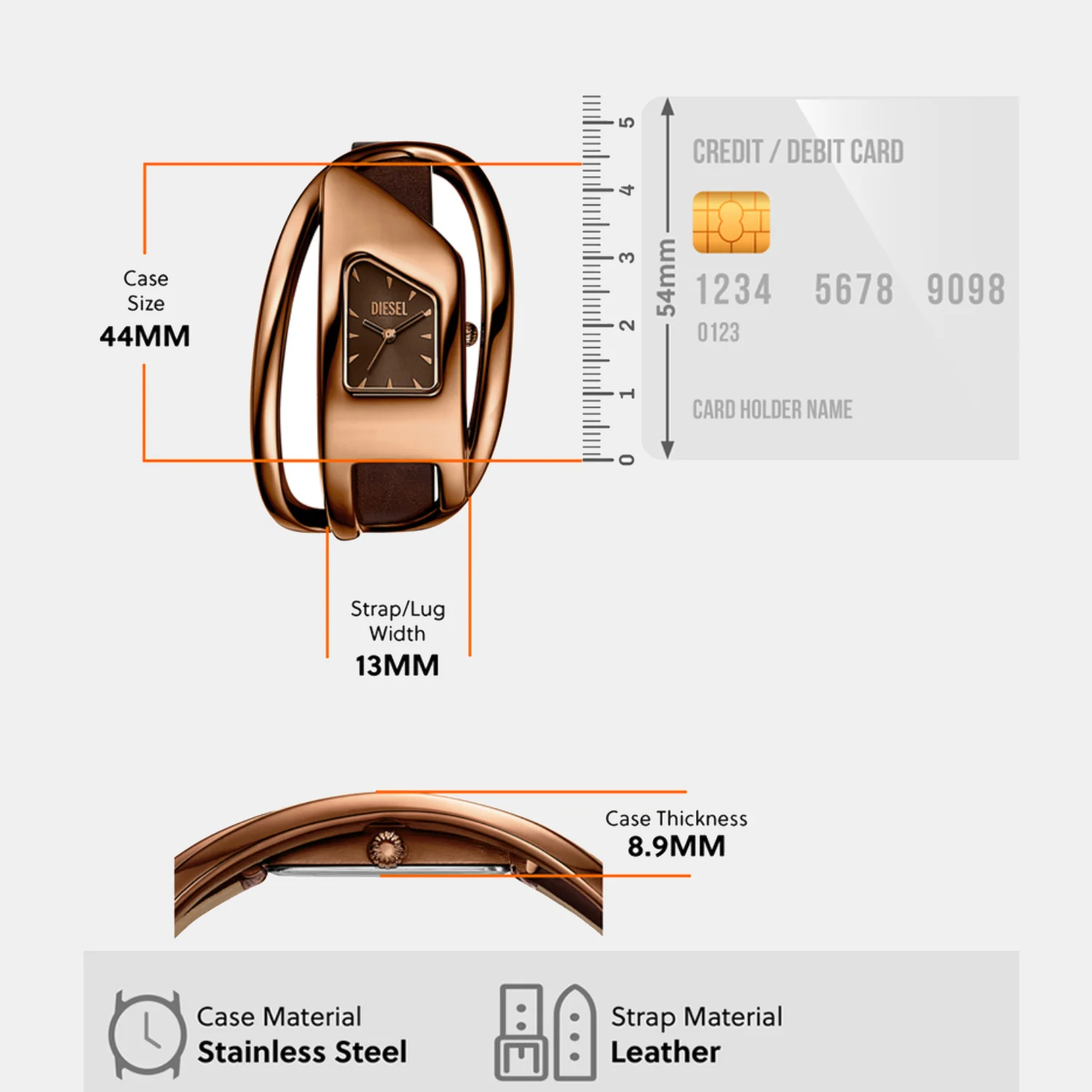 Wrap-D Women Quartz Brown Dial Analog Leather Watch DZ5630 - Image 5