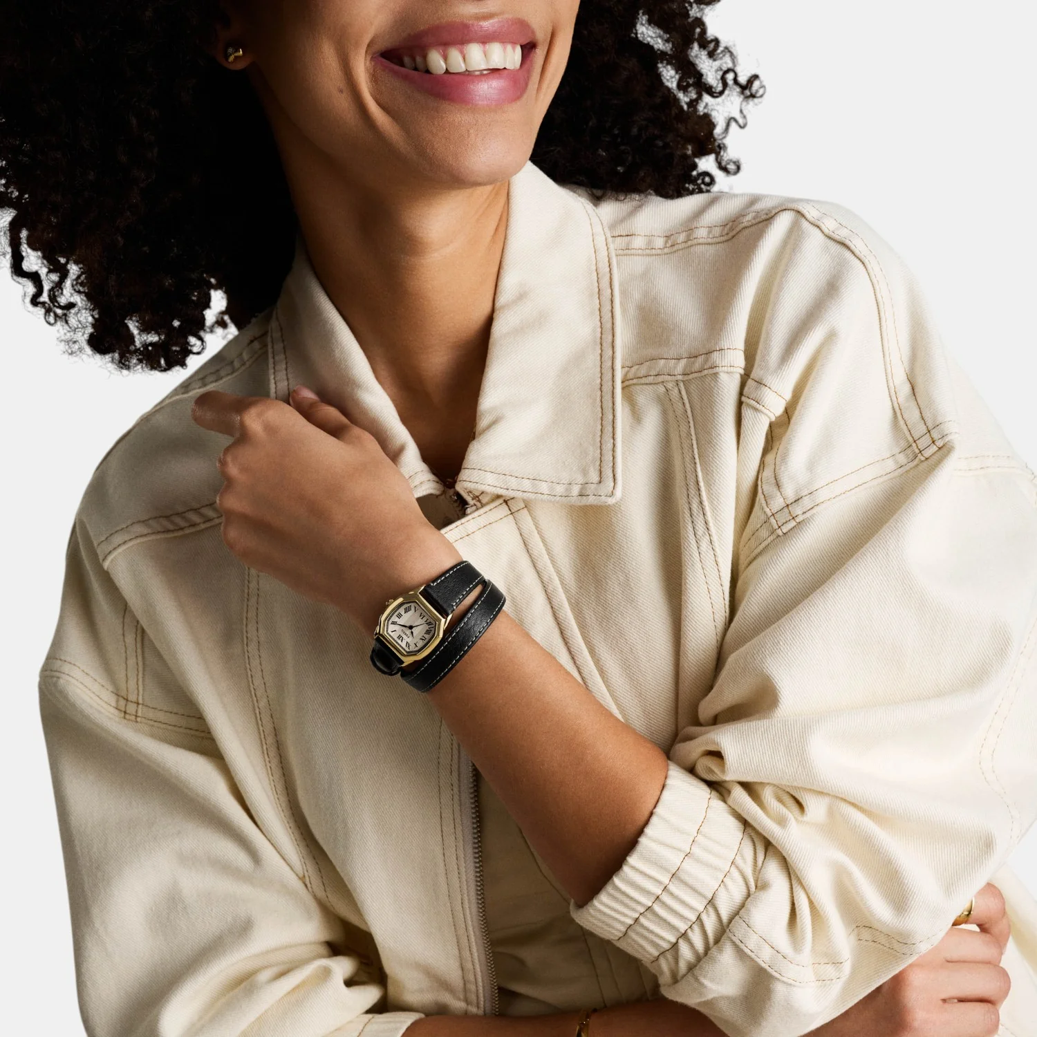 Harlow Women Quartz Cream Dial Analog Leather Watch ES5404 - Image 5