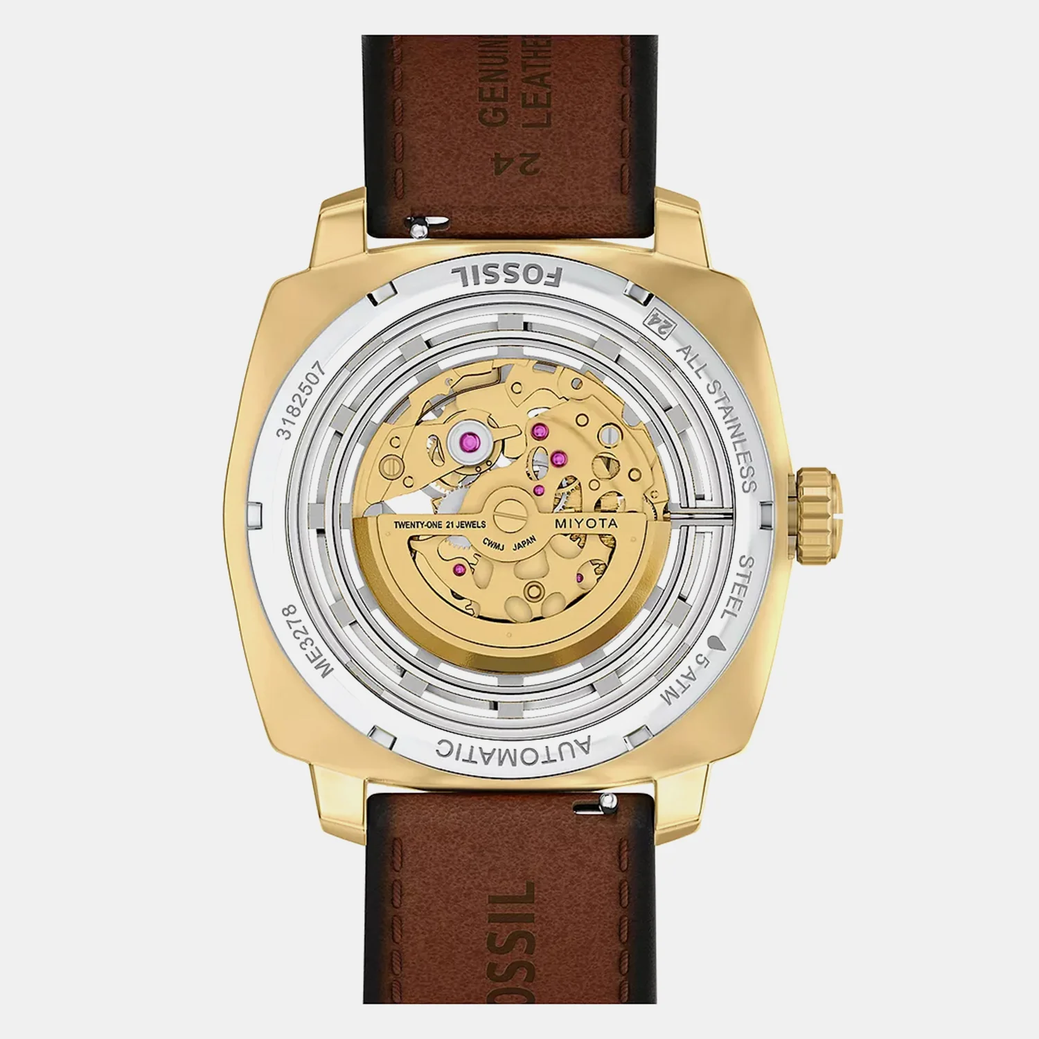 Men Automatic Gold Dial Analog Leather Watch ME3278 - Image 7