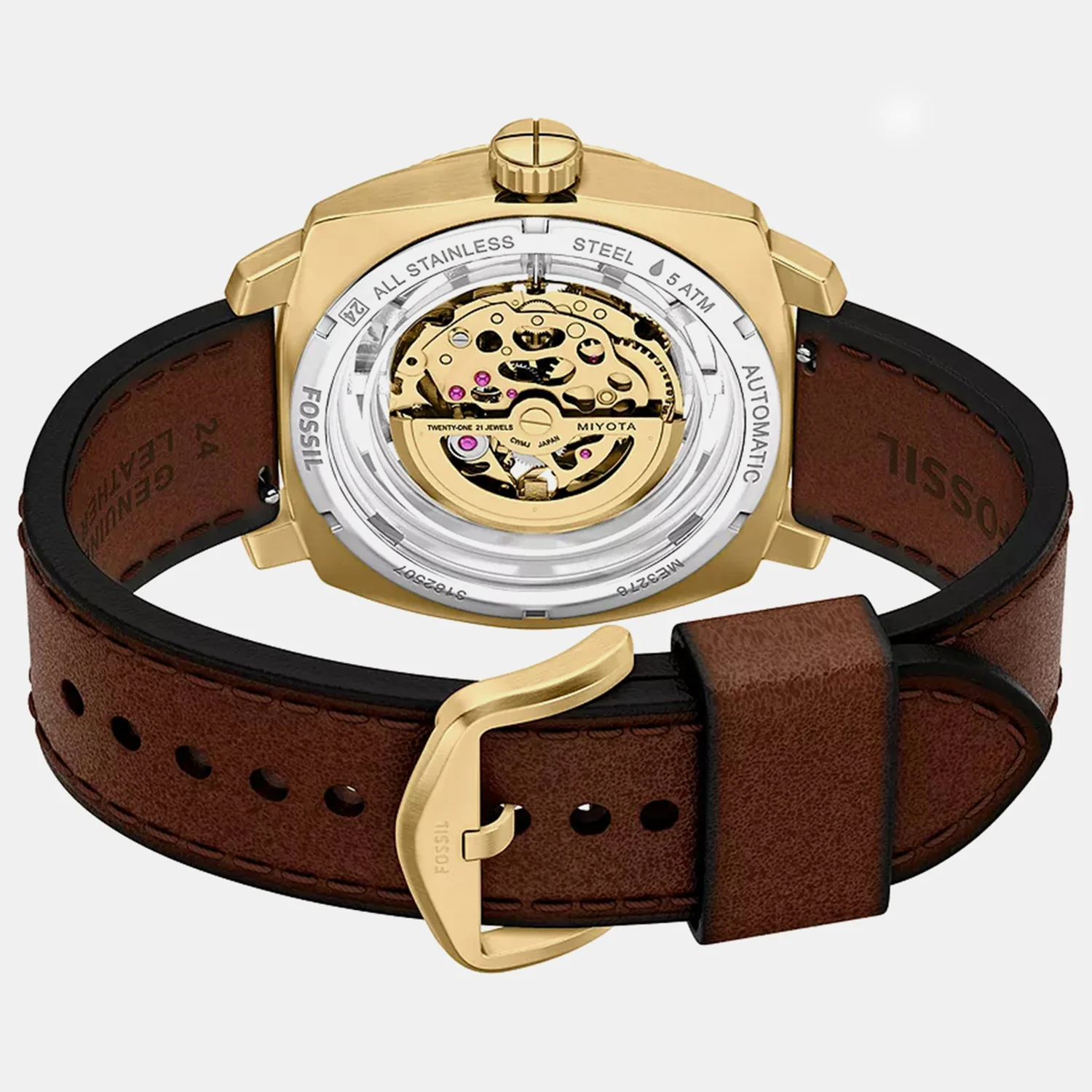 Men Automatic Gold Dial Analog Leather Watch ME3278 - Image 8