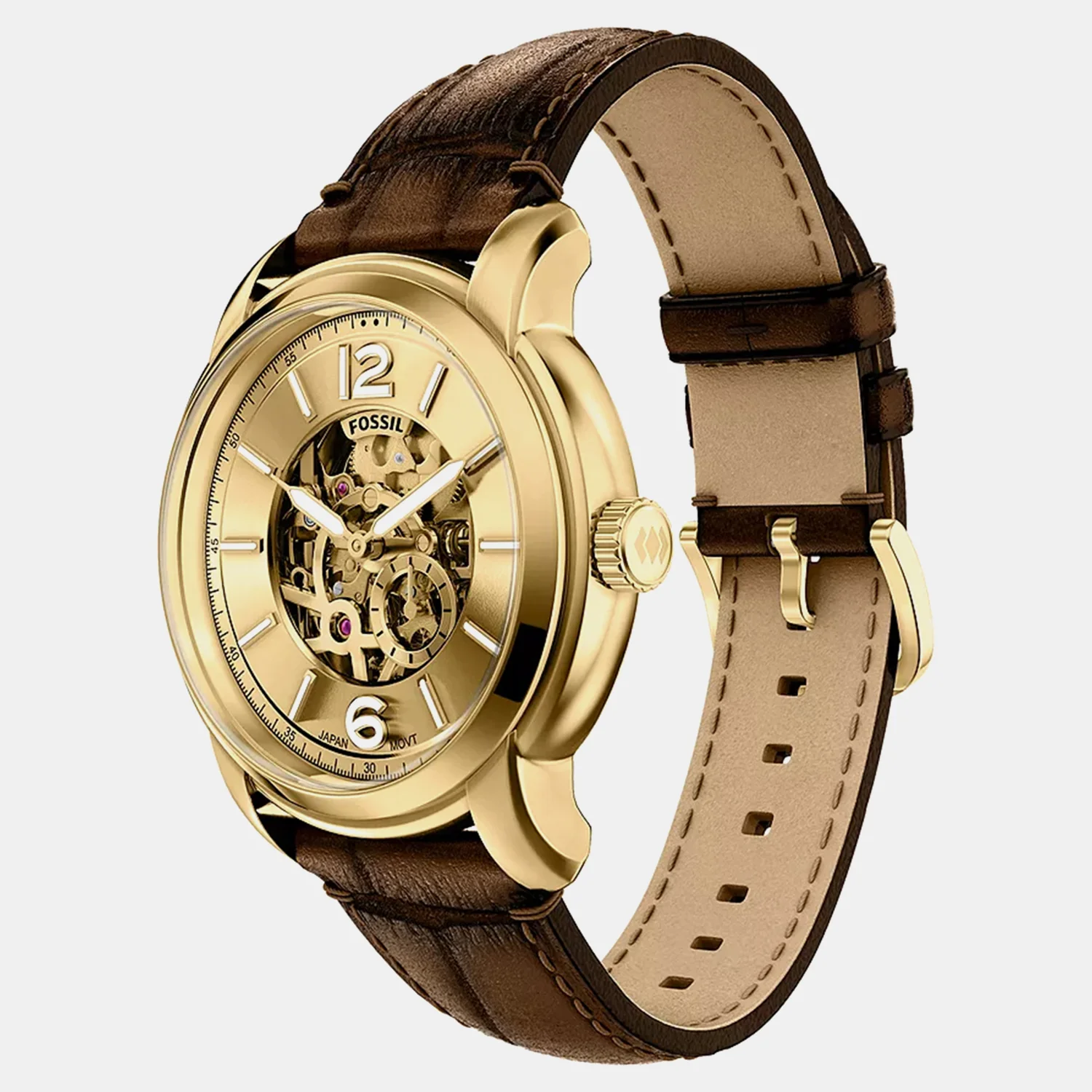 Men Automatic Gold Dial Analog Leather Watch ME3279 - Image 3