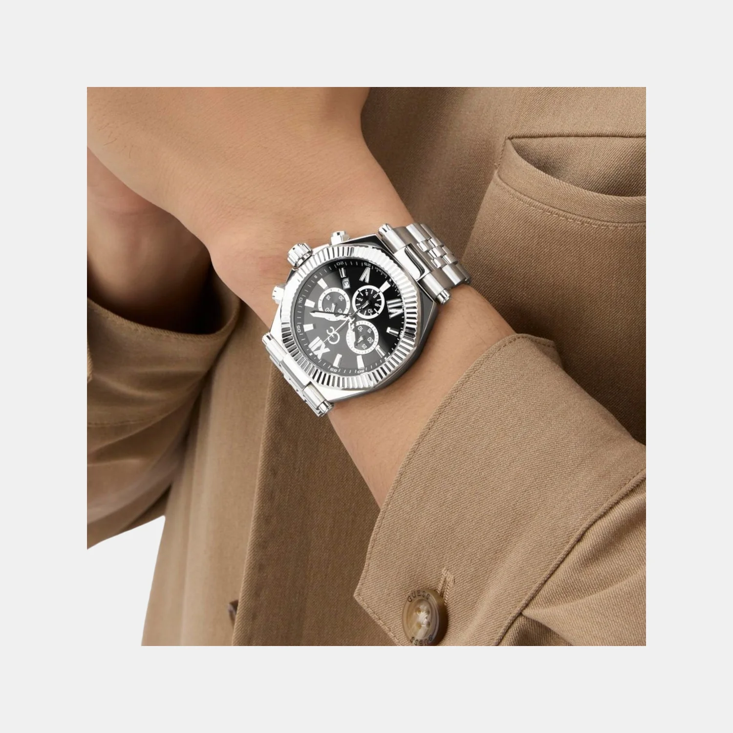 Gc Atlas Men Quartz Black Dial Chronograph Stainless Steel Watch Z66001G2 - Image 3