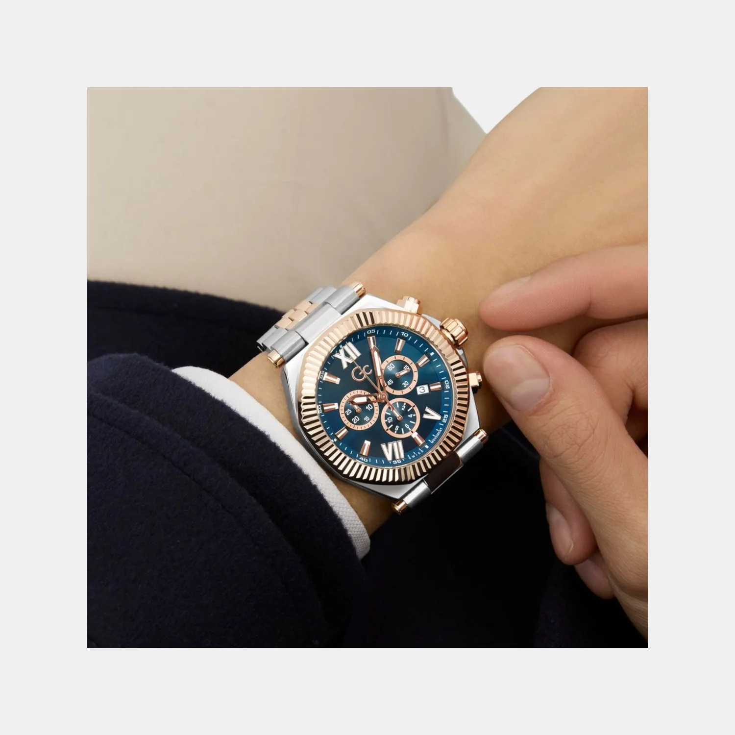 Gc Atlas Men Quartz Blue Dial Chronograph Stainless Steel Watch Z66002G7 - Image 7