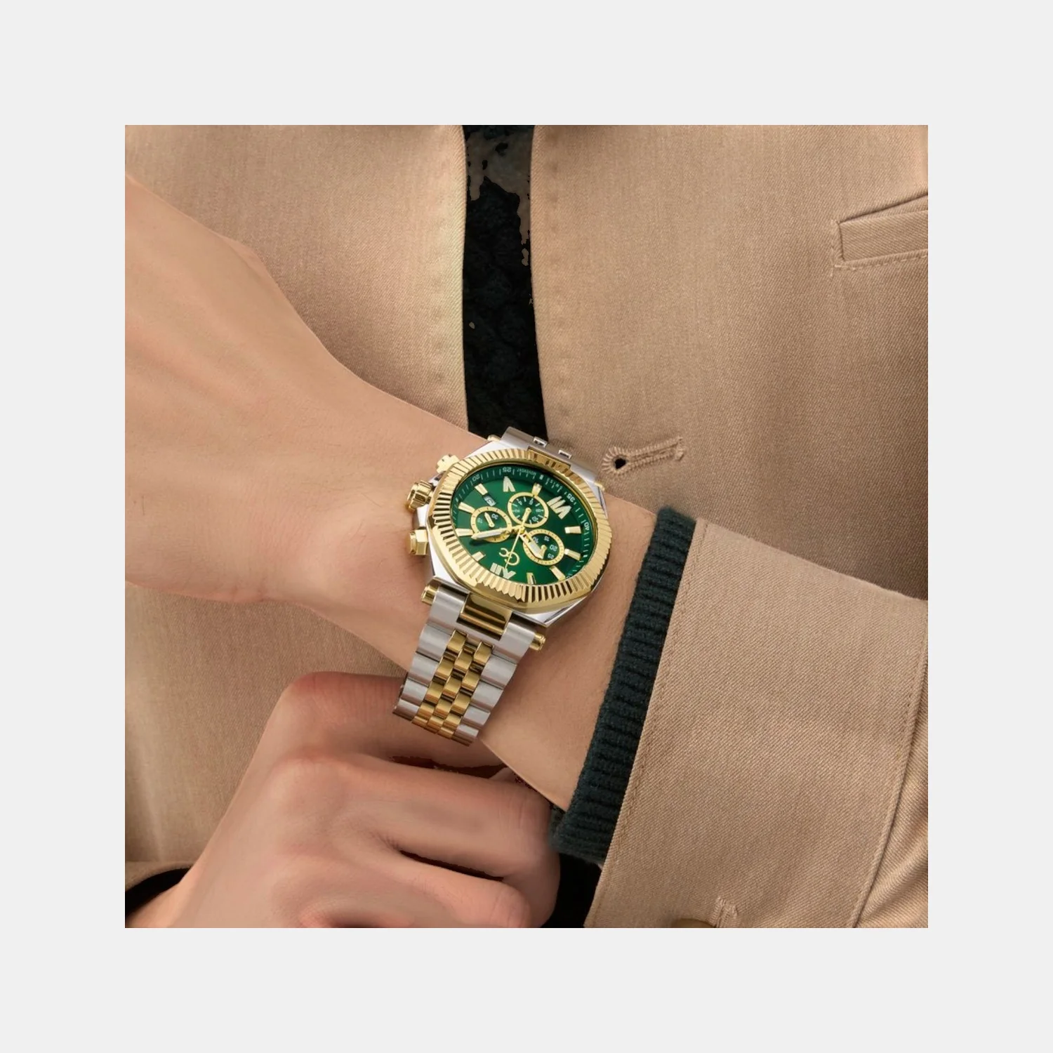 Gc Atlas Men Quartz Green Dial Chronograph Stainless Steel Watch Z66003G9 - Image 5