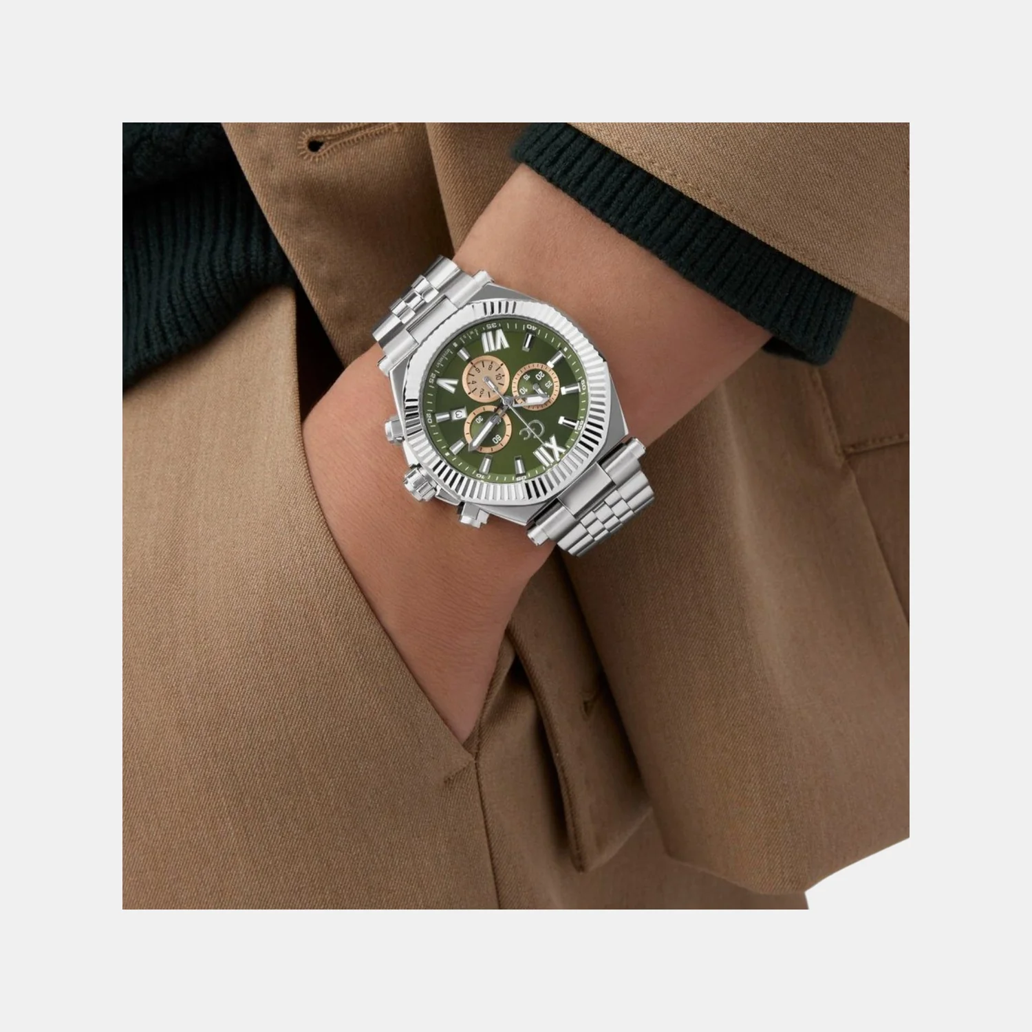 Gc Atlas Men Quartz Green Dial Chronograph Stainless Steel Watch Z66004G9 - Image 6