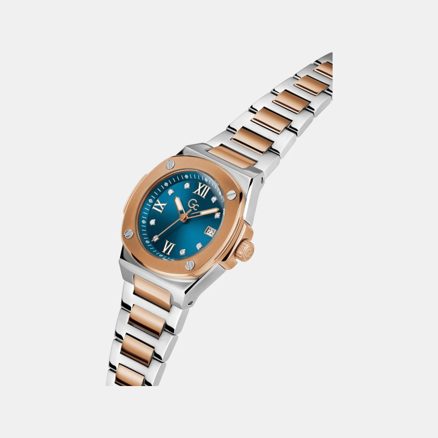Gc Coussin Shape Mini Women Quartz Blue Dial Analog Stainless Steel Watch Z12011L7 - Image 6