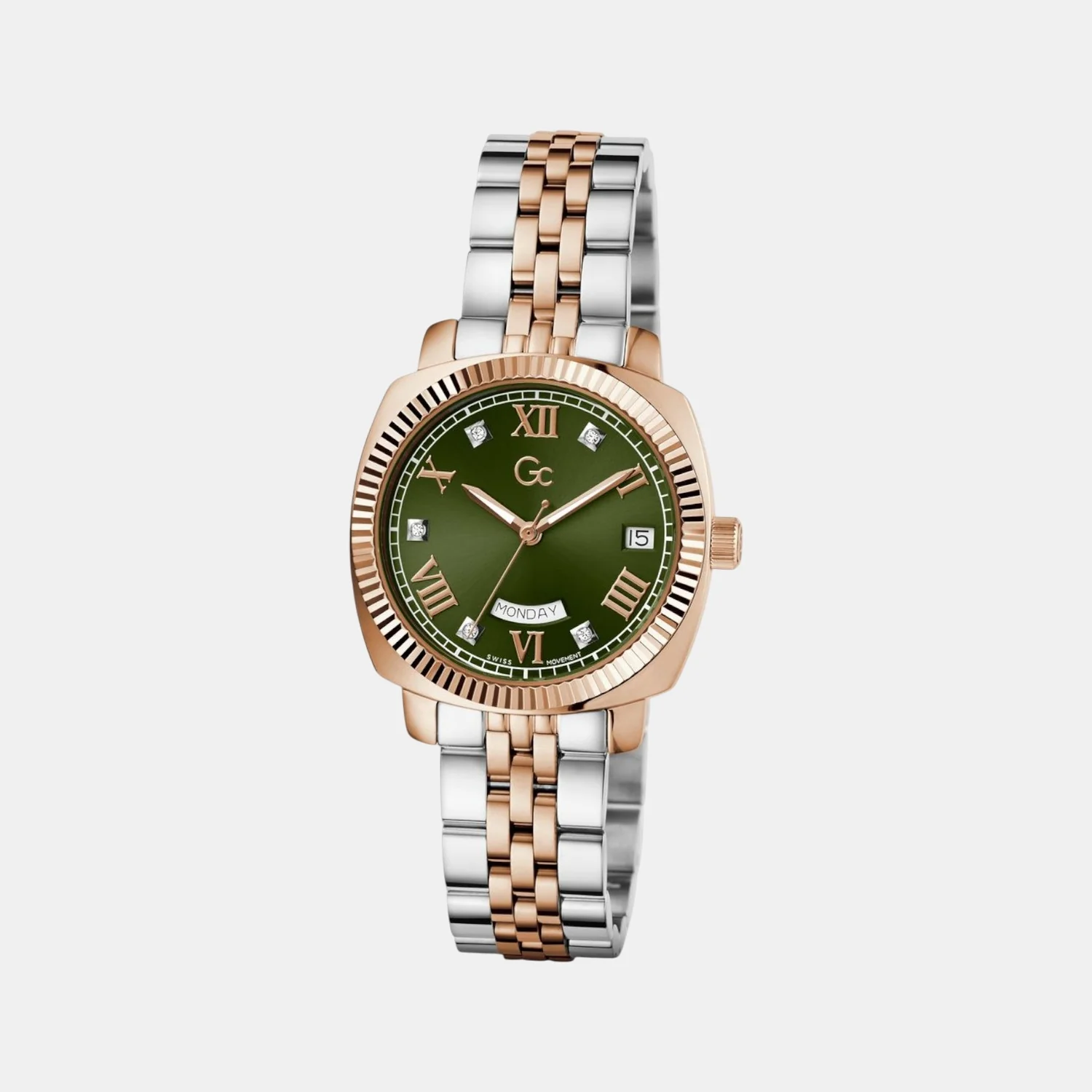 Gc Flair Coussin Lady Women Quartz Green Dial Analog Stainless Steel Watch Z44004L3 - Image 3