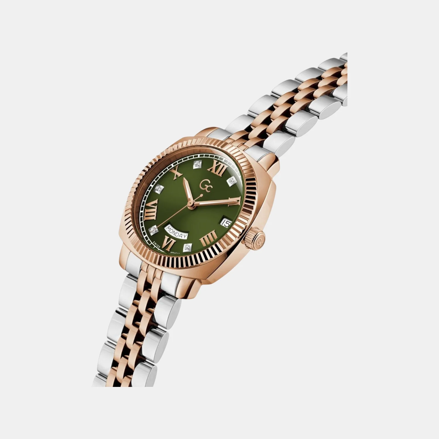 Gc Flair Coussin Lady Women Quartz Green Dial Analog Stainless Steel Watch Z44004L3 - Image 5