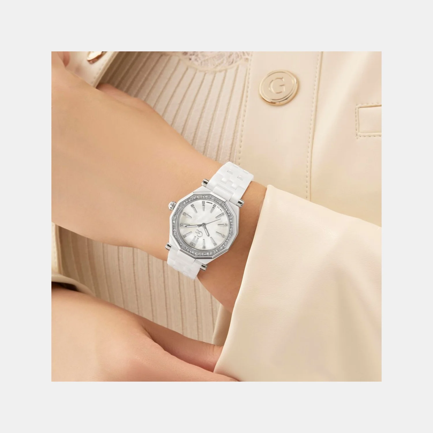 Gc Gleam Women Quartz White Dial Multi-Function Ceramic Watch Z59003L1 - Image 7