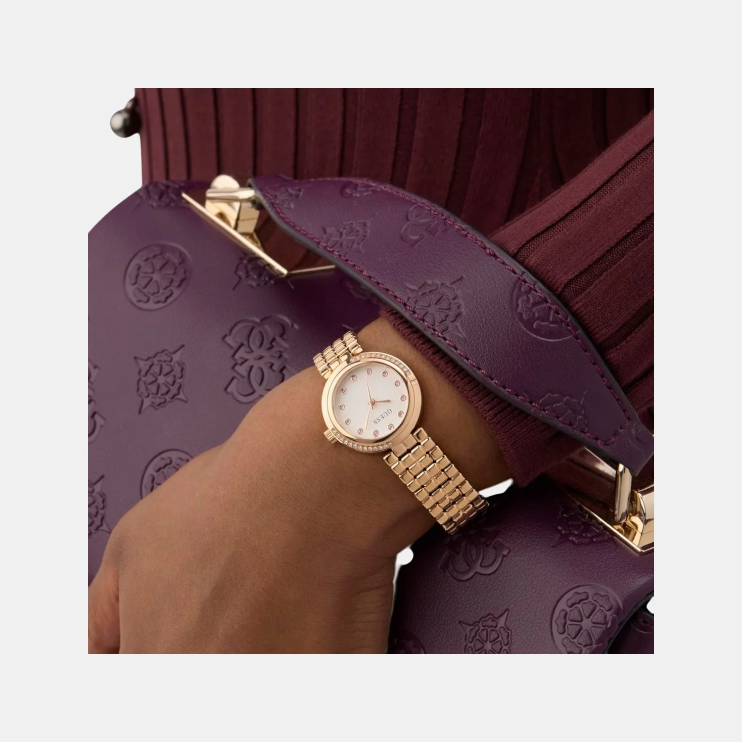 Clara Women Quartz White Dial Analog Recycled Steel Watch GW0930L3 - Image 5