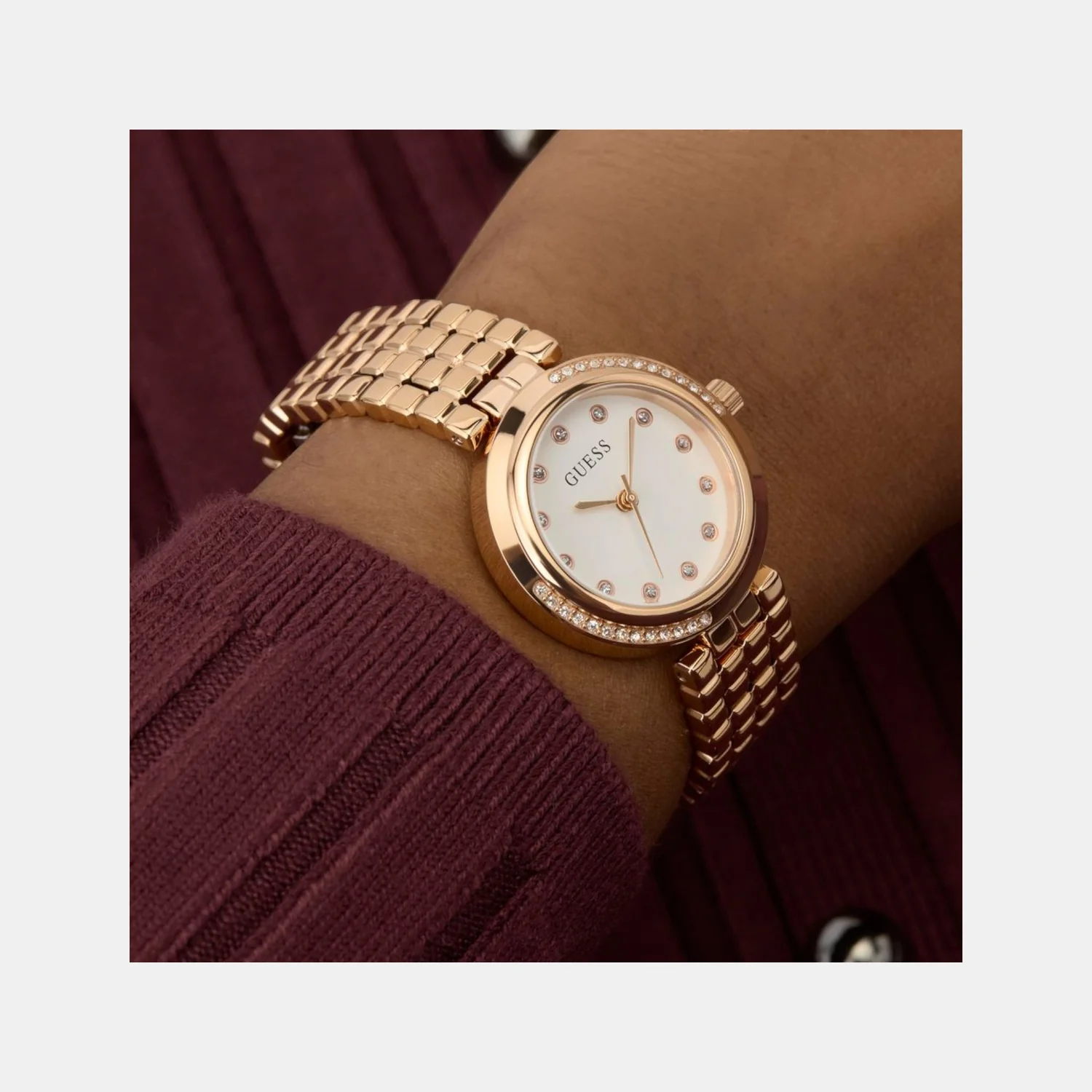 Clara Women Quartz White Dial Analog Recycled Steel Watch GW0930L3 - Image 6