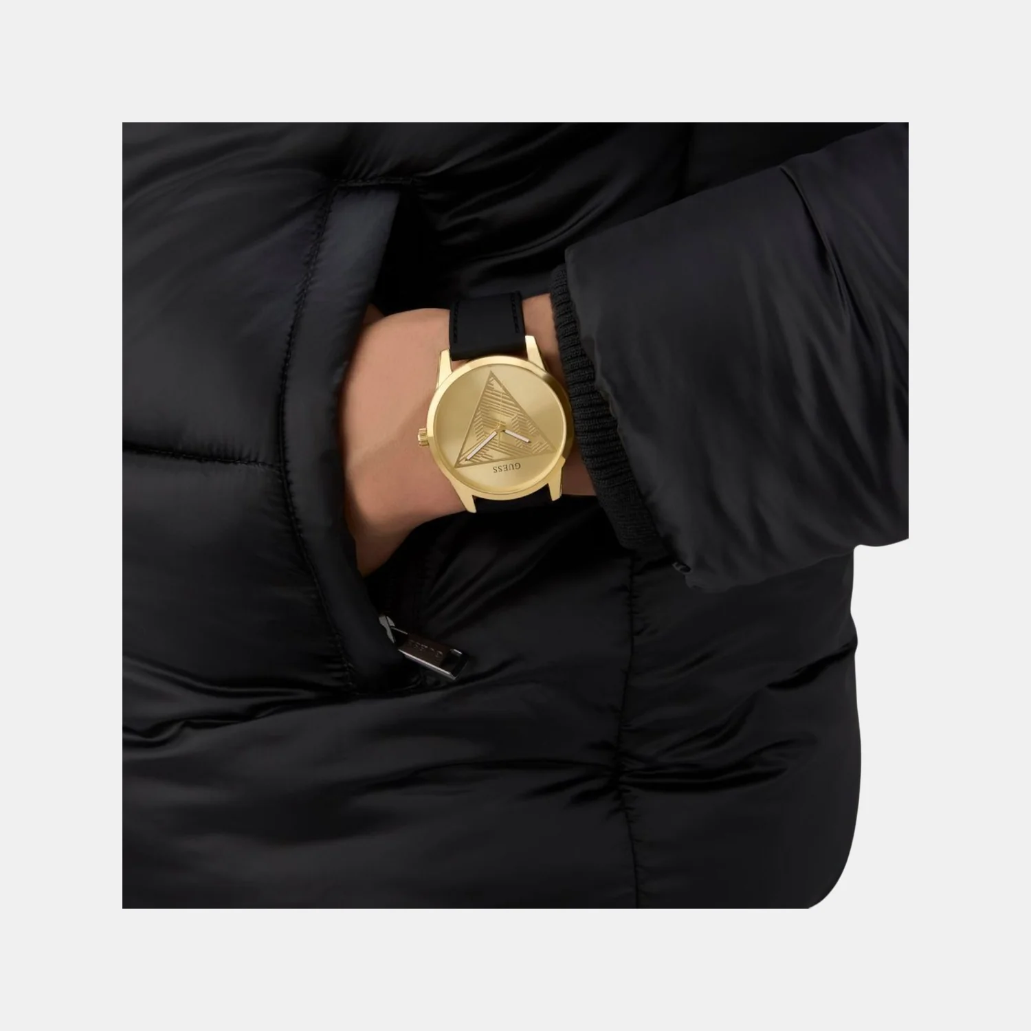 Clark Men Quartz Champagne Dial Analog Silicone Watch GW0957G2 - Image 6