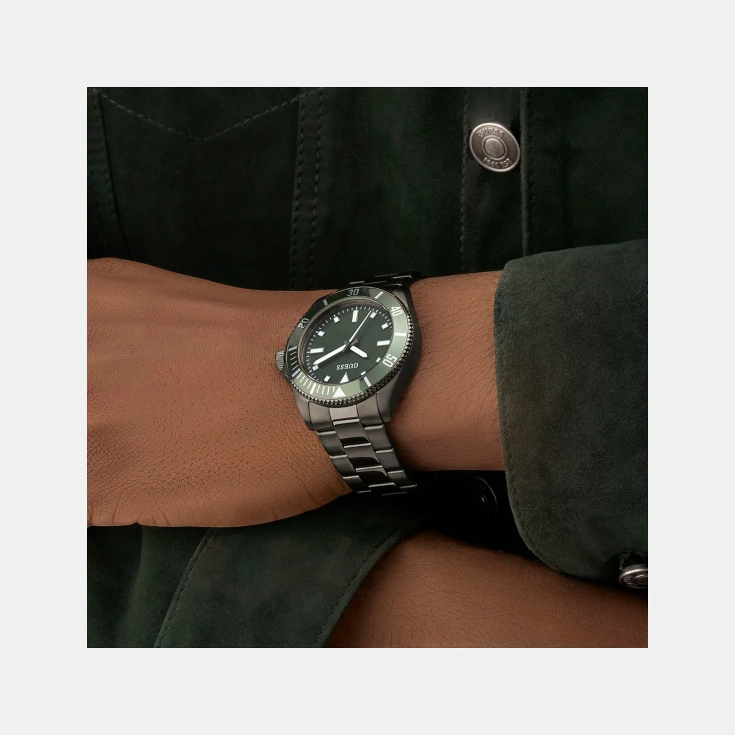 Cliff Men Quartz Green Dial Analog Stainless Steel Watch GW0968G3 - Image 3