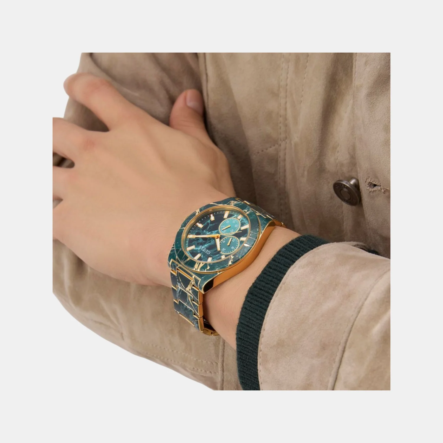 Flash Men Quartz Green Dial Multi-Function Stainless Steel Watch GW0953G1 - Image 5