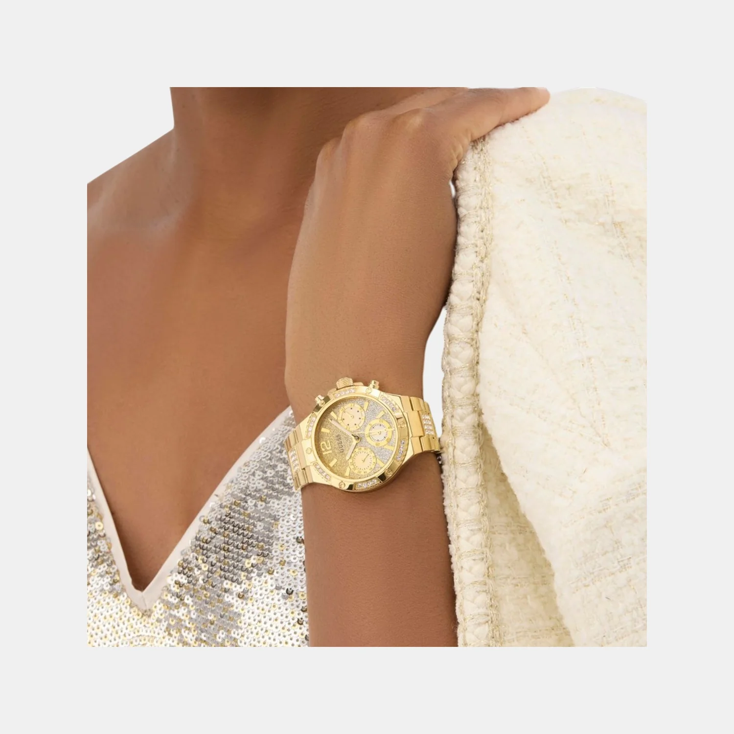 Harlow Women Quartz Dual Tone Dial Multi-Function Stainless Steel Watch GW0950L2 - Image 6