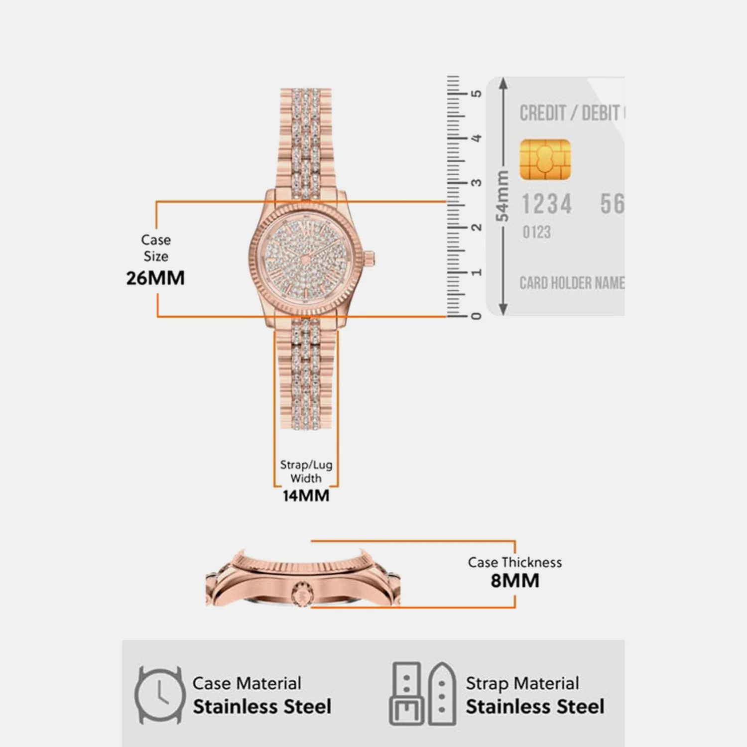 Lexington Women Quartz Rose Gold Dial Analog Stainless Steel Watch MK7576 - Image 4