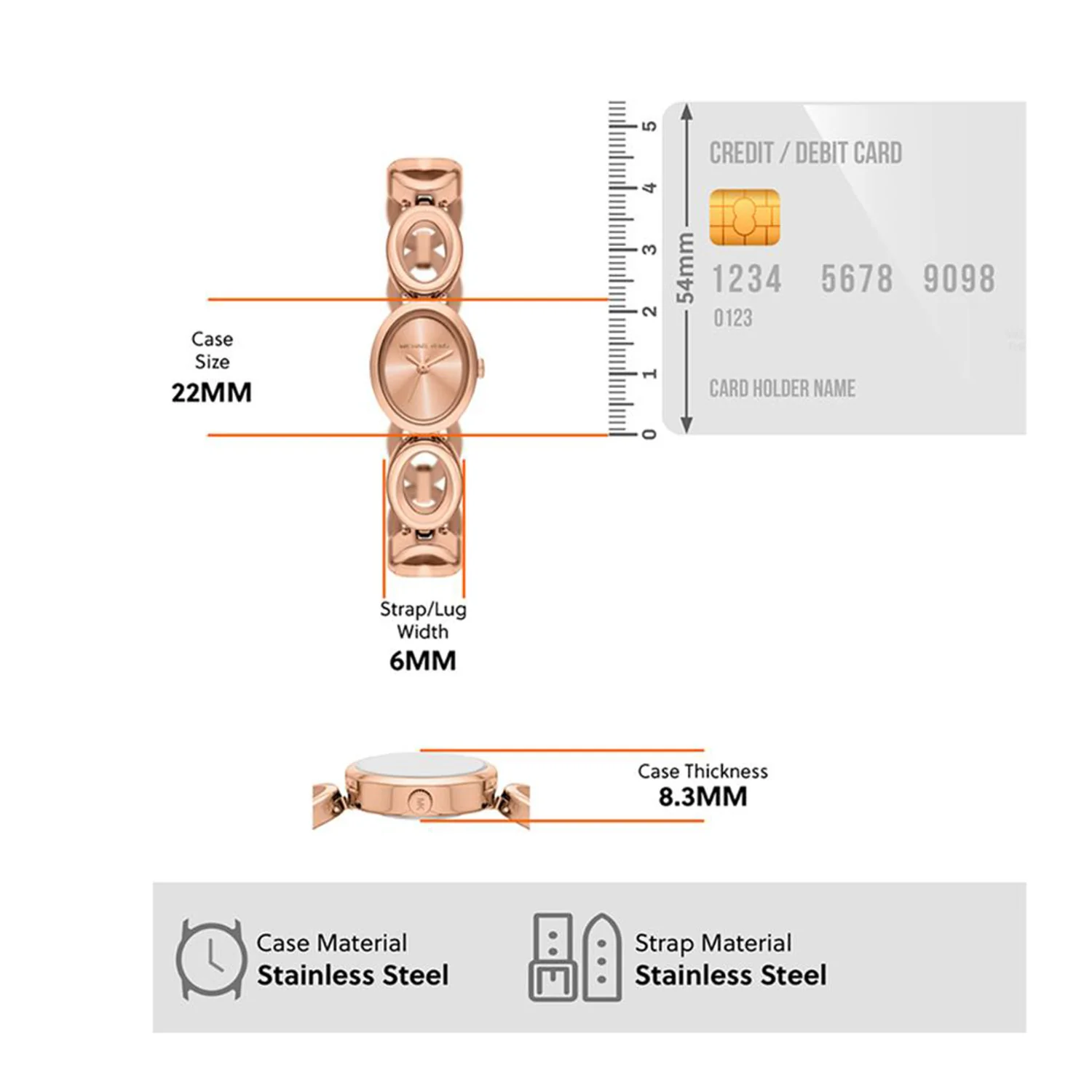 Maude Women Quartz Rose Gold Dial Analog Stainless Steel Watch MK4981 - Image 5