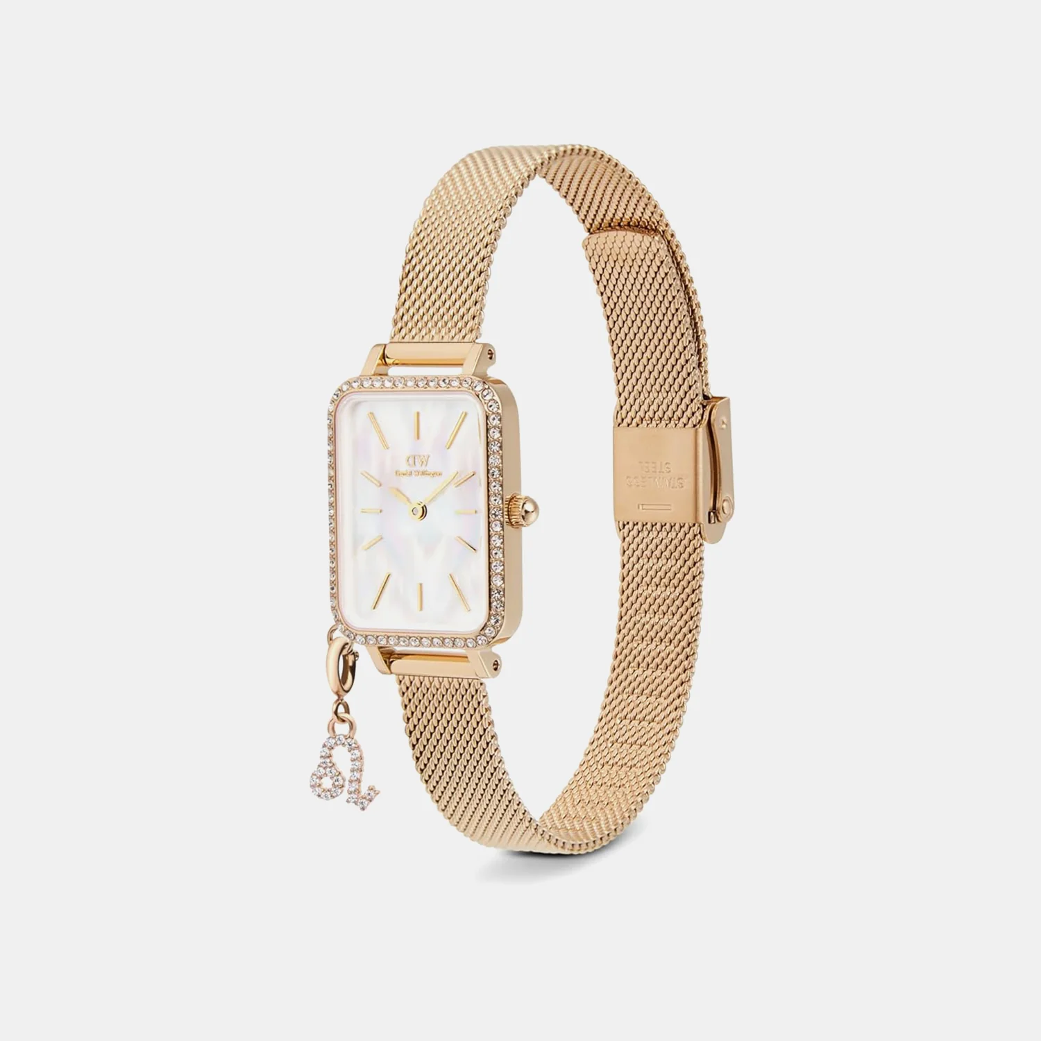 Quadro Women Quartz White Dial Analog Mesh Watch DW00100749K - Image 4