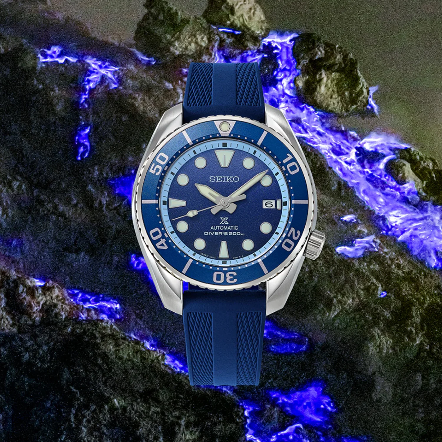 Prospex 'Blue Fire Crater' Limited Edition Automatic Analog Silicone Watch SPB543J1 - Image 4