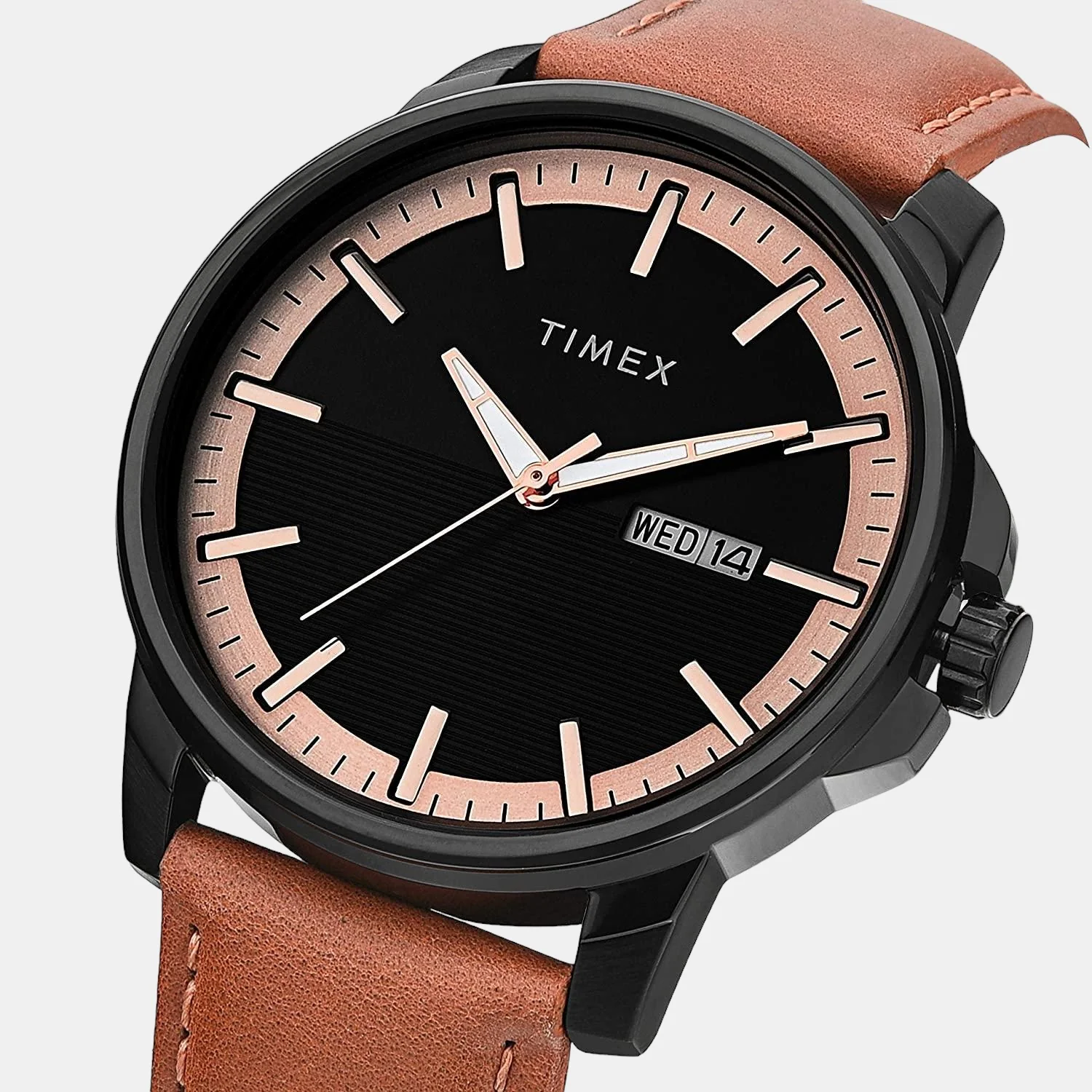 Fashion Men Quartz Black Dial Analog Leather Watch TWEG17212 - Image 3