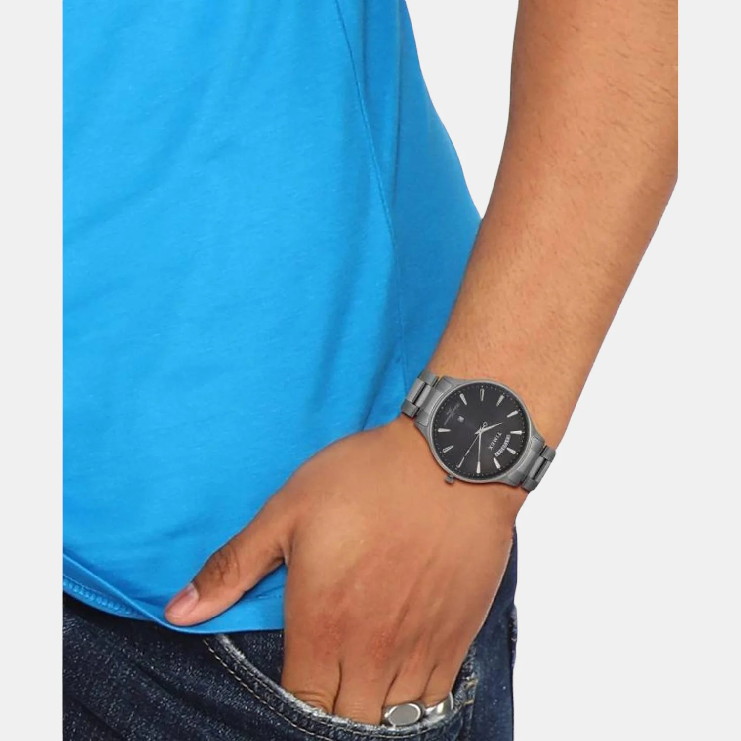 Fashion Men Quartz Black Dial Analog Stainless Steel Watch TWEG16904 - Image 4