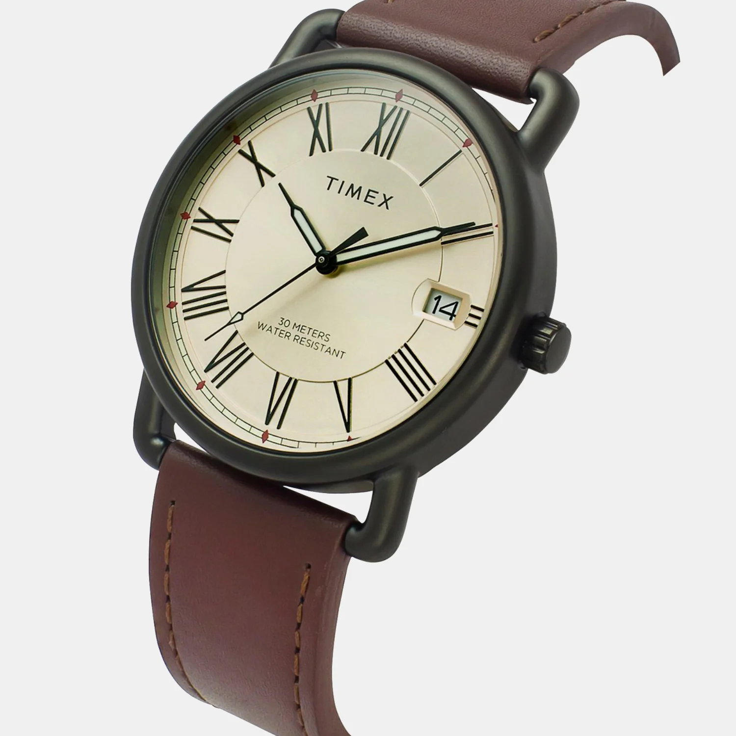 Fashion Men Quartz Champagne Dial Analog Leather Watch TWEG25601 - Image 3