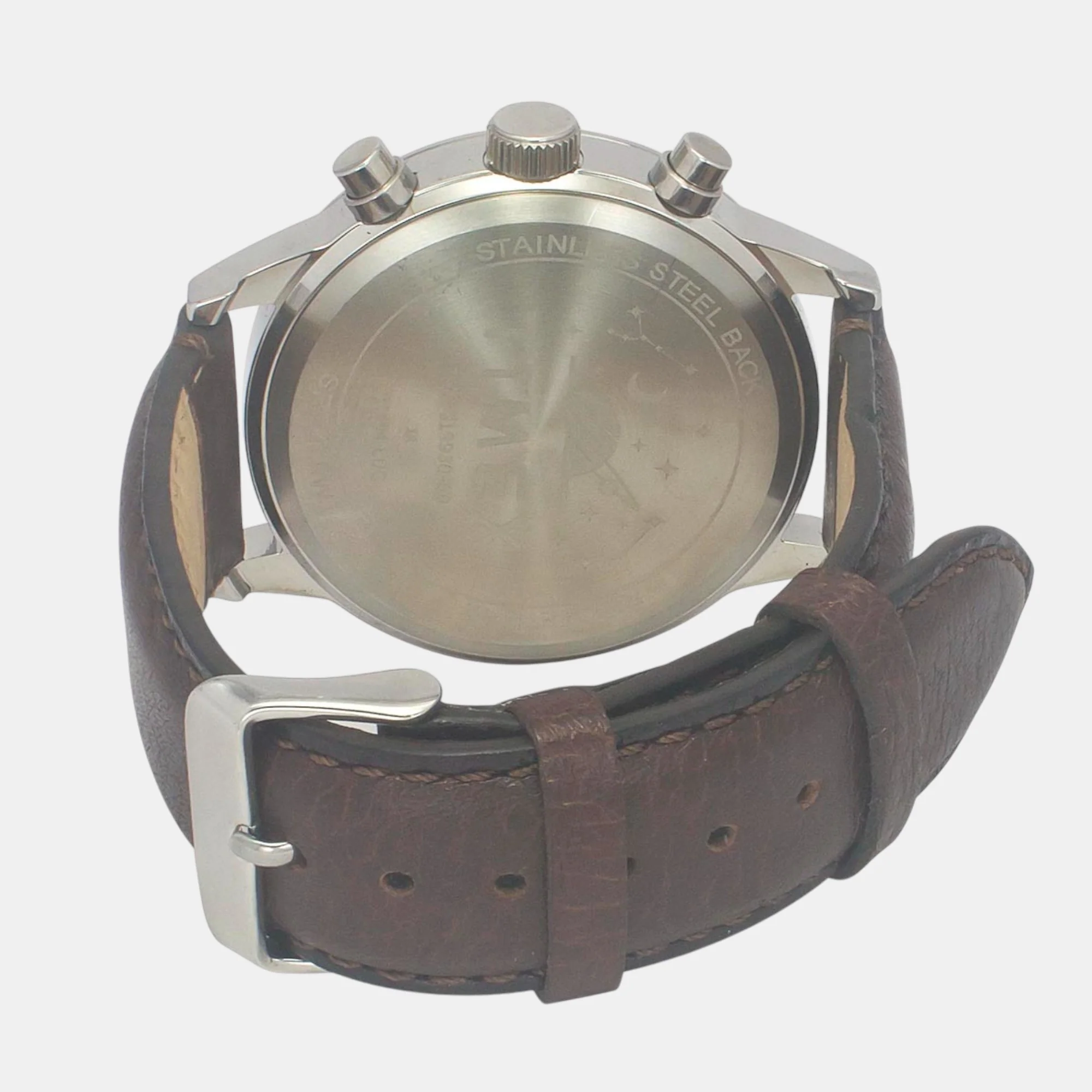 Fashion Men Quartz Salmon Dial Chronograph Leather Watch TWEG19930 - Image 4