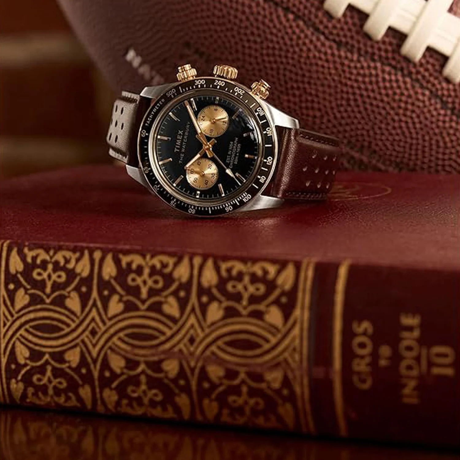 Waterbury Heritage Men Quartz Black Dial Chronograph Leather Watch TW2Y24100IK - Image 5