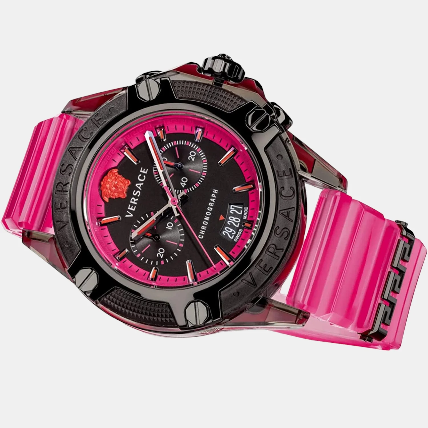 Unisex Quartz Pink Dial Chronograph Silicone Watch VEZ700221 - Image 5